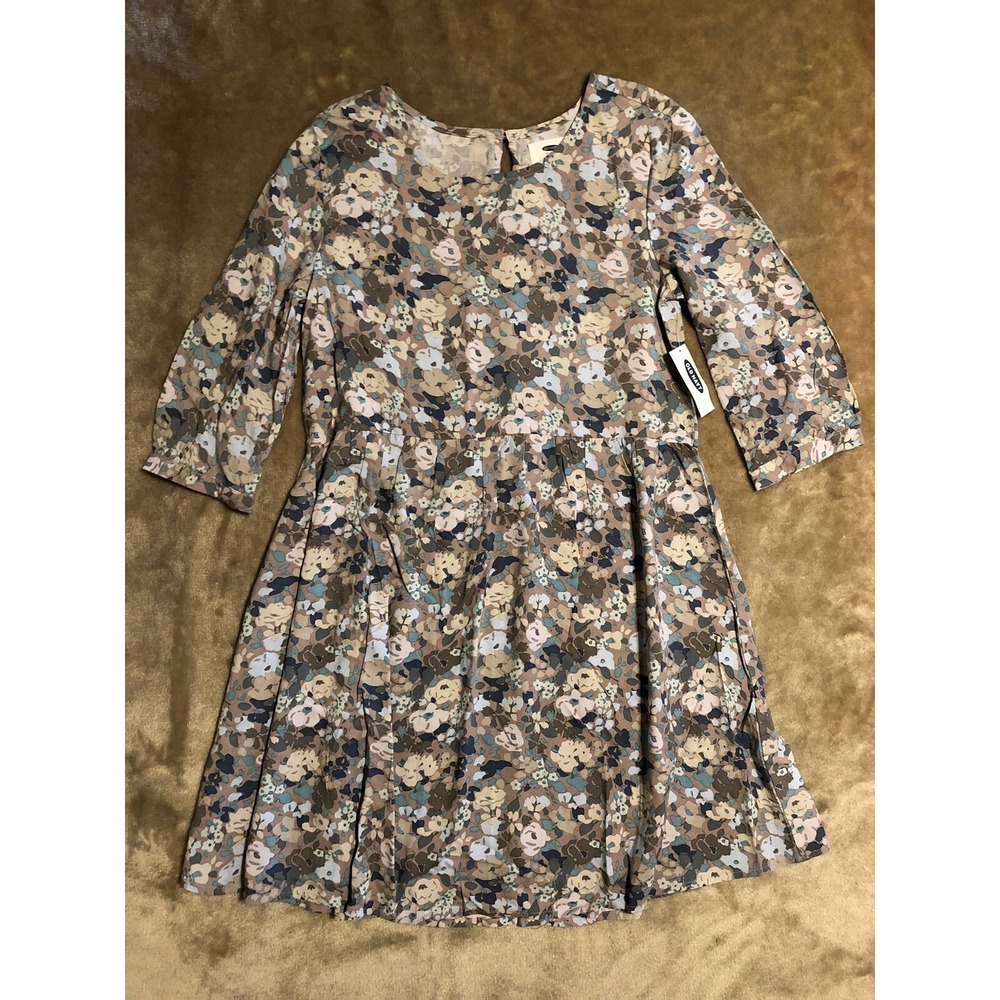 New Old Navy Dress Girls XL 14 Floral Multi-colored 3/4 sleeve